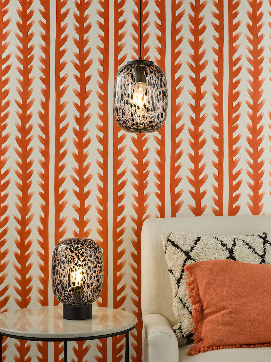 Dar Gethin Table Lamp Black and Black Confetti Glass