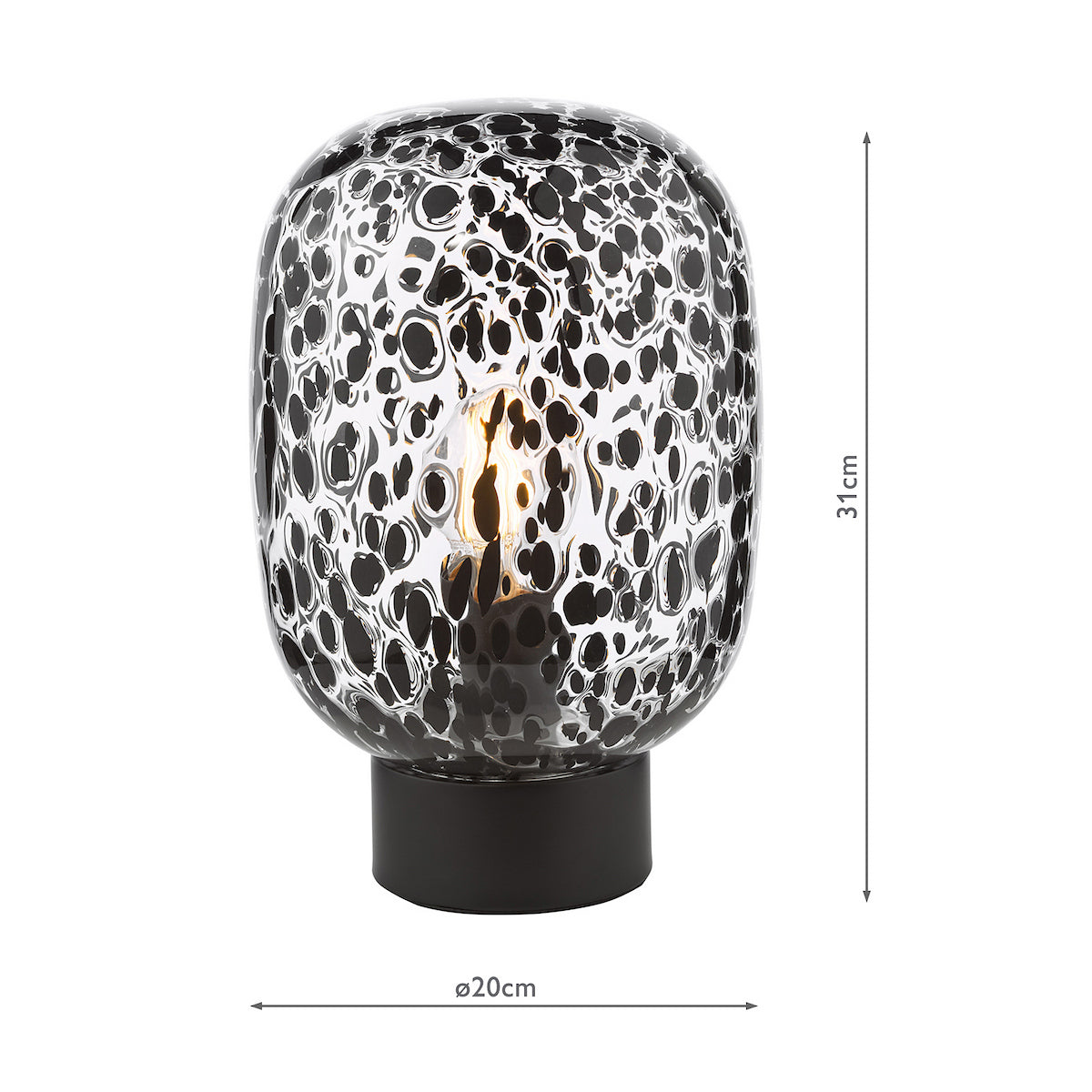 Dar Gethin Table Lamp Black and Black Confetti Glass