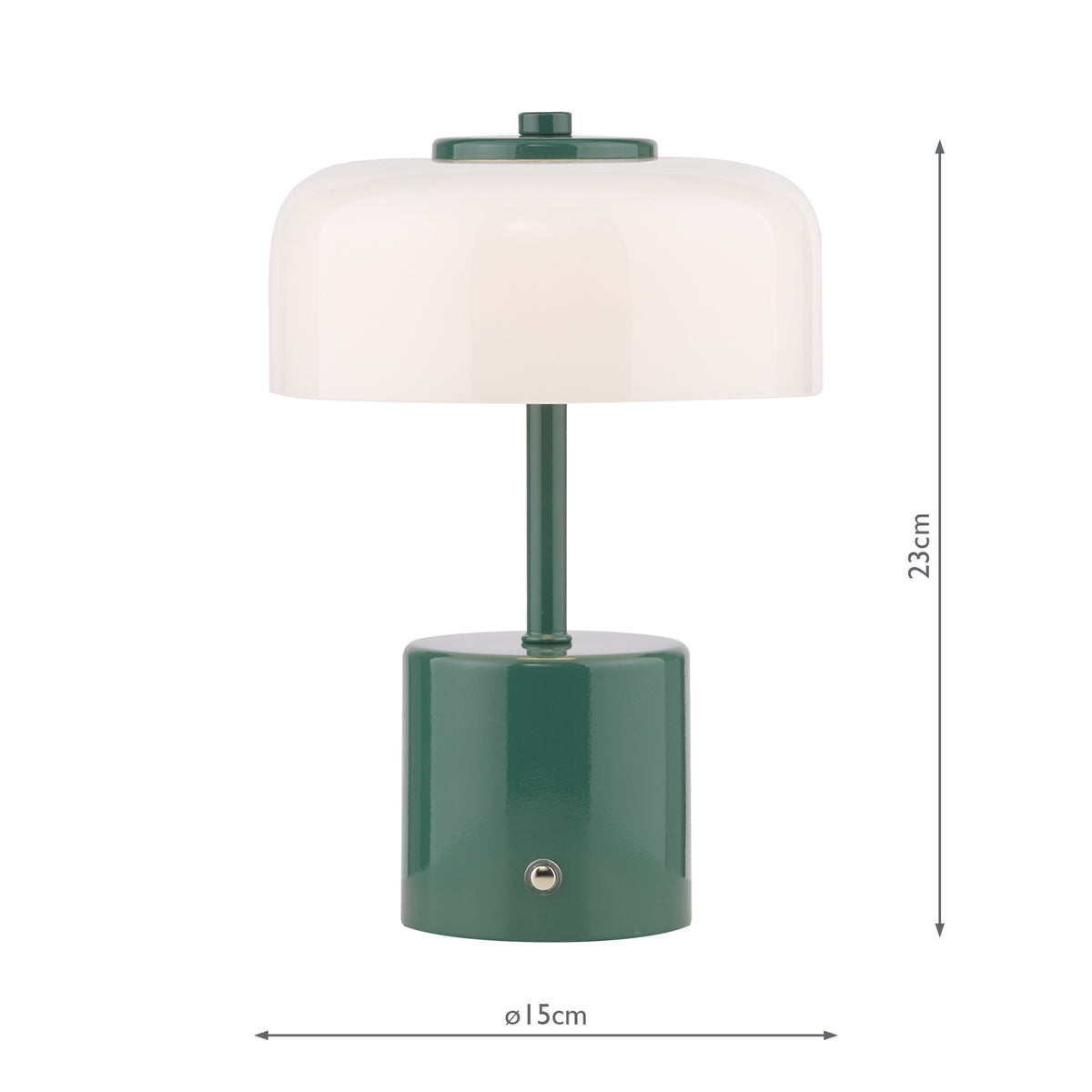 Dar Gidget Rechargeable Table Lamp Green and Opal Glass LED