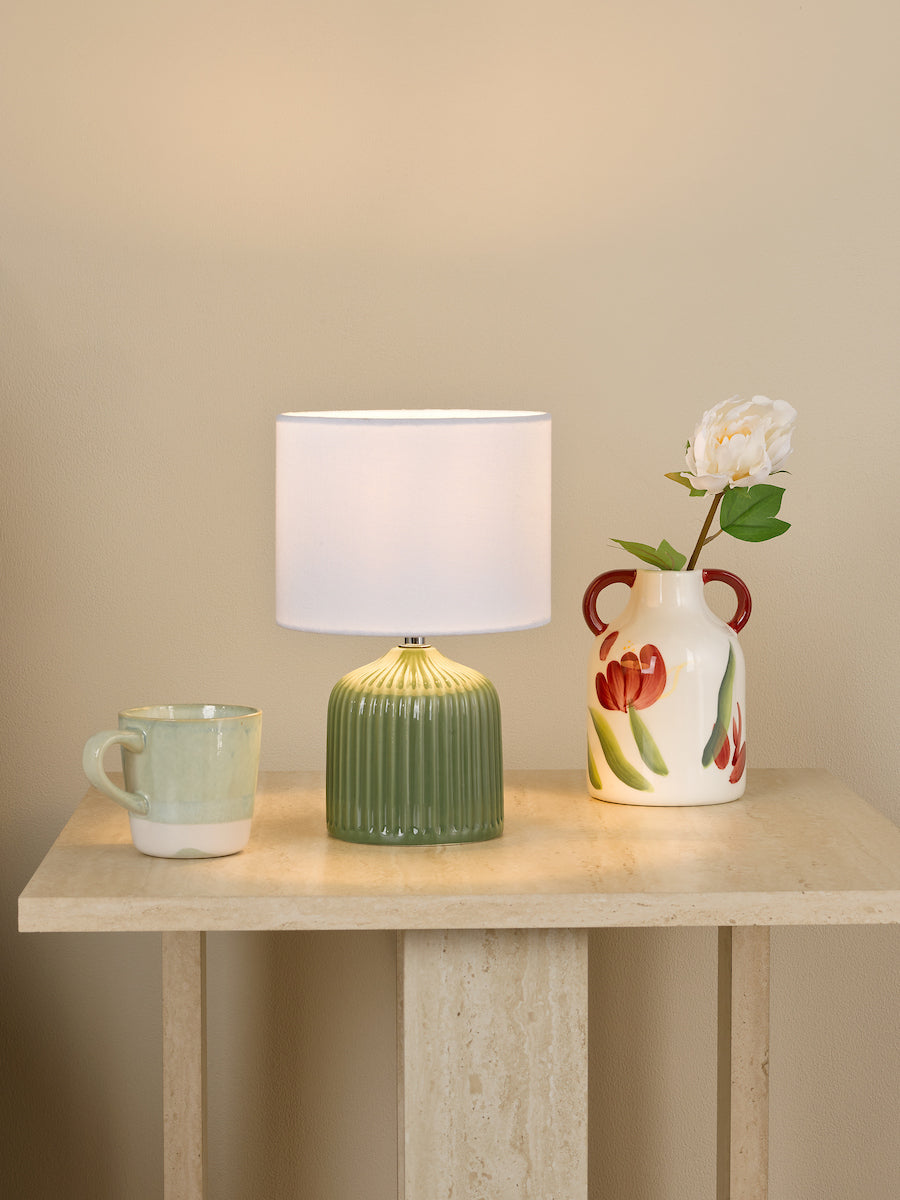 Dar Gigi Twin Pack Table Lamp Green With Shade