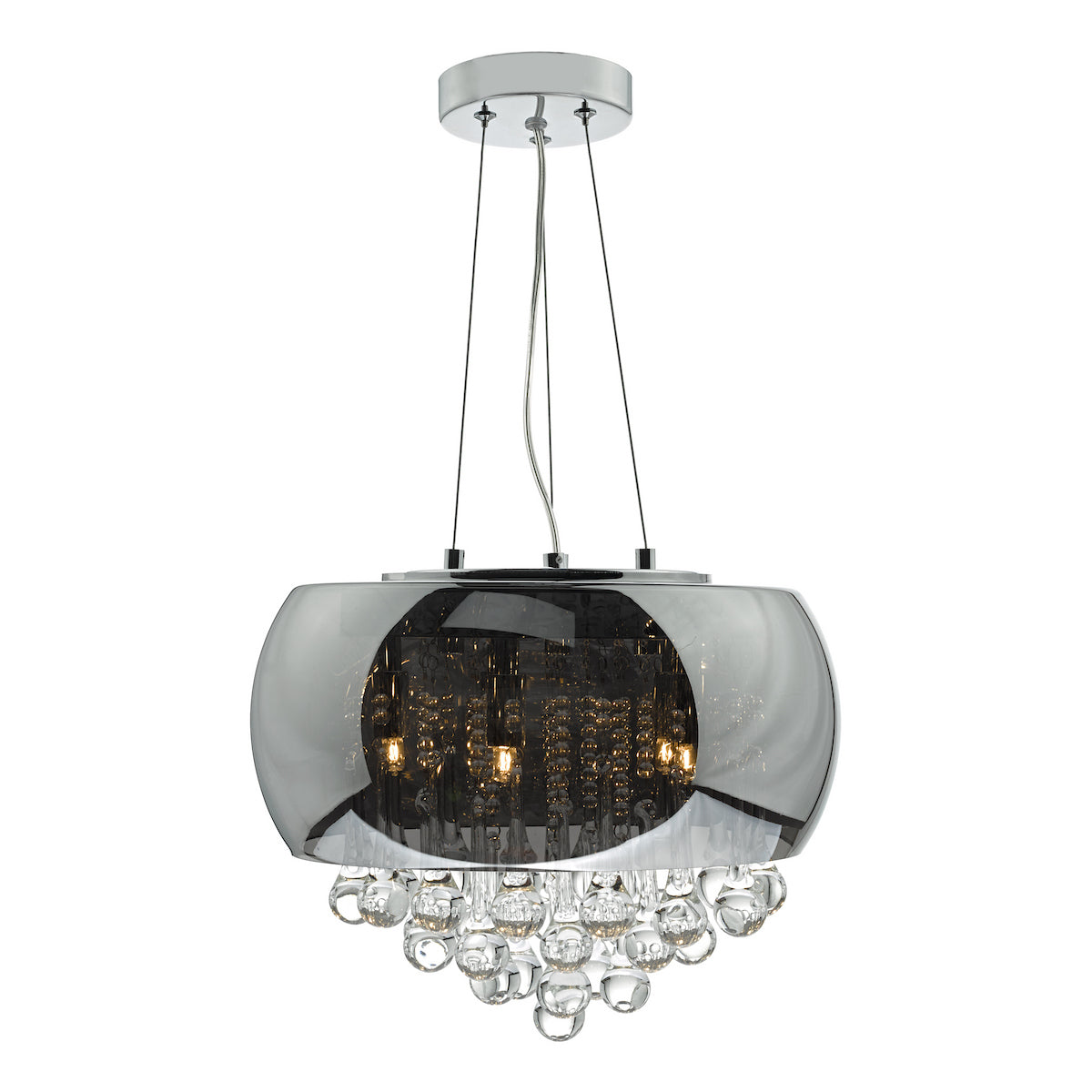 Dar Giselle 5 Light Pendant Smoked & Clear Glass