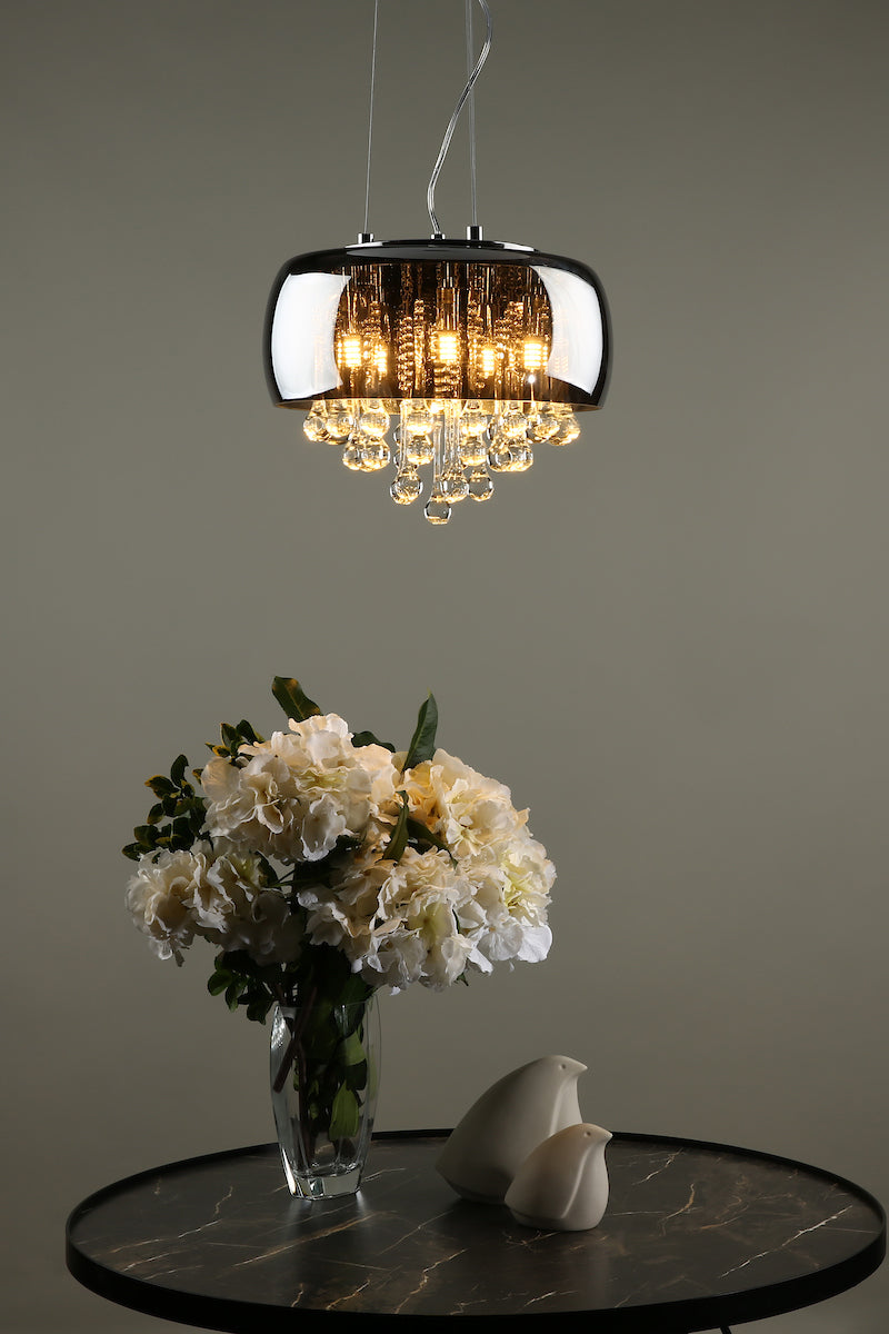 Dar Giselle 5 Light Pendant Smoked & Clear Glass