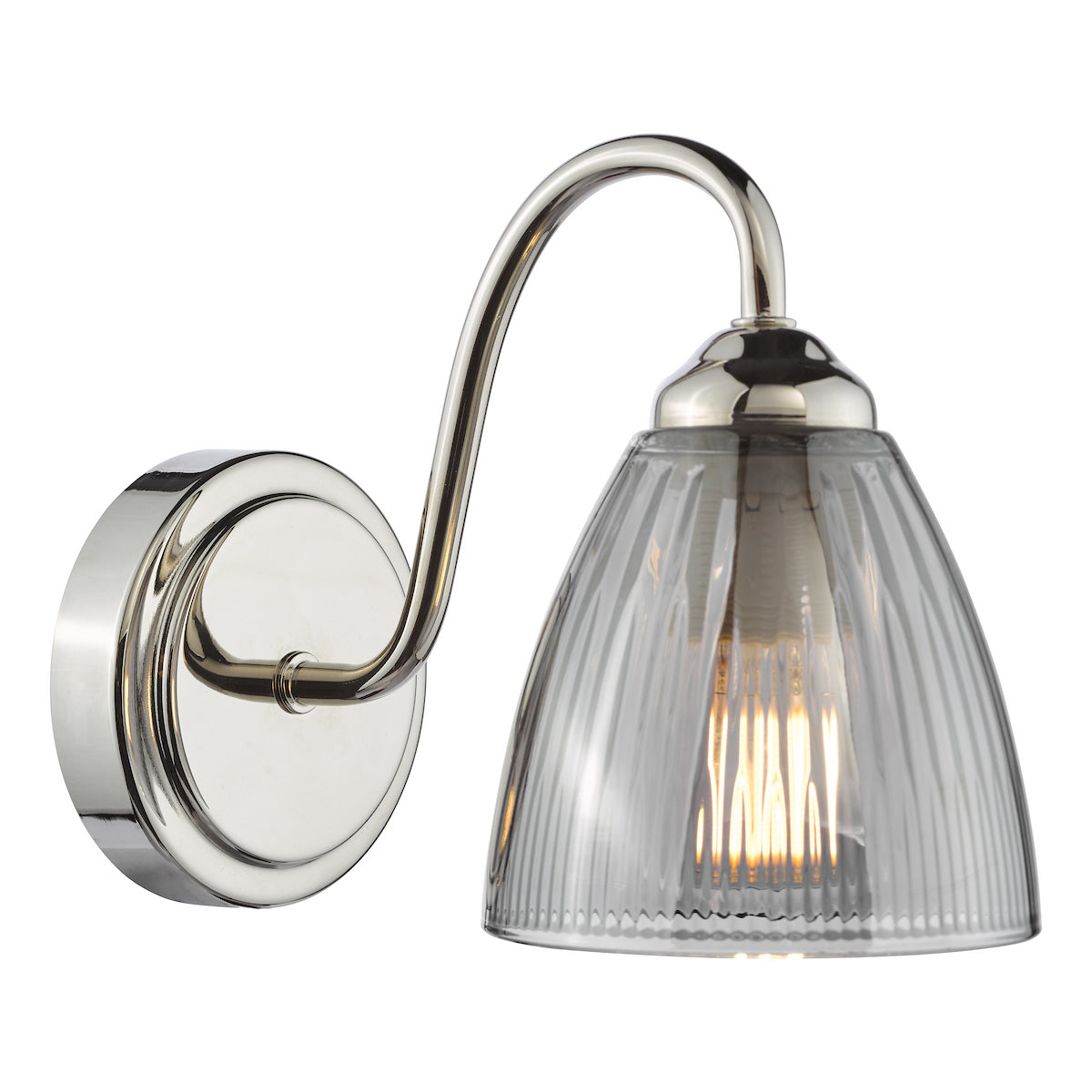 Dar Glynis Wall Light Polished Nickel and Smoke