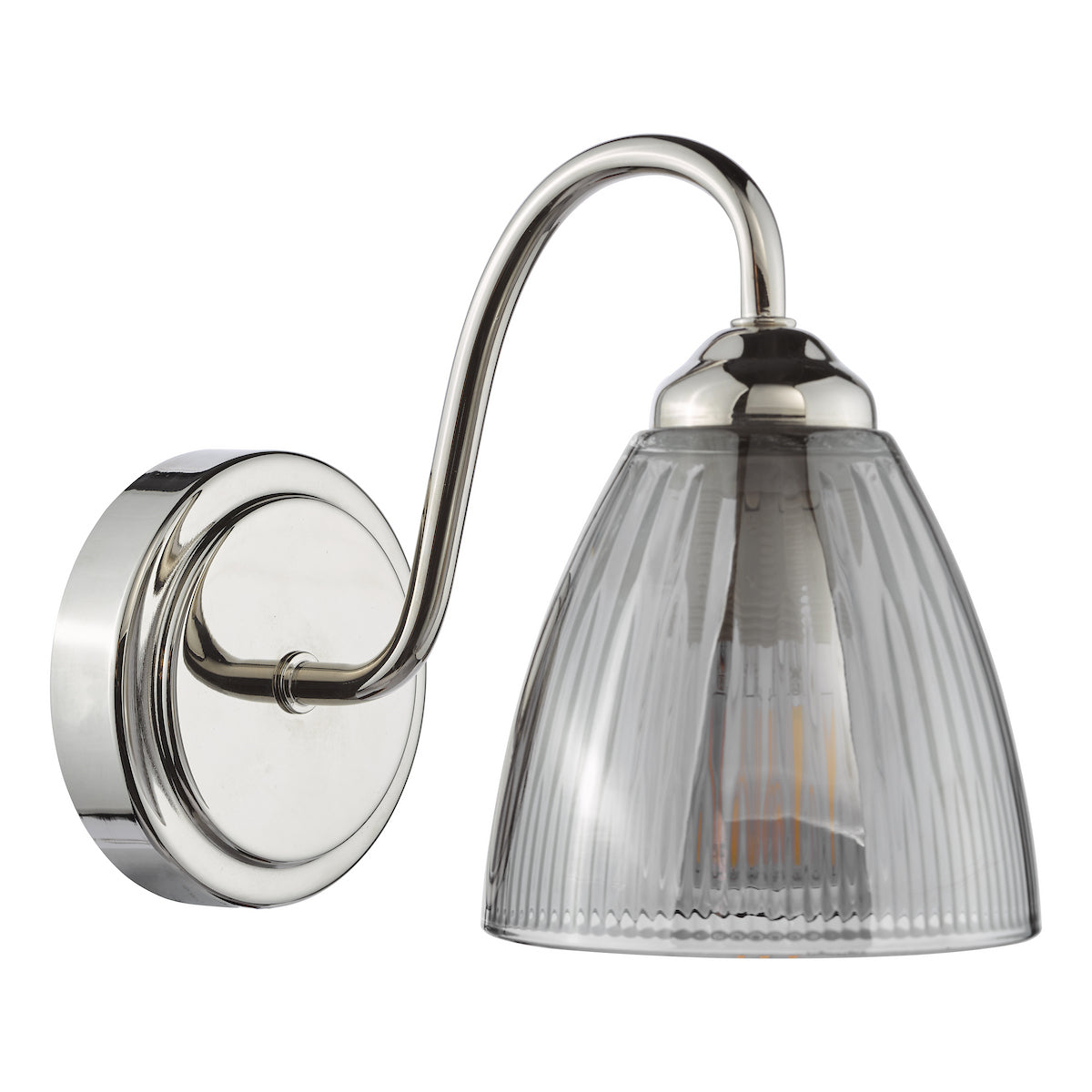 Dar Glynis Wall Light Polished Nickel and Smoke