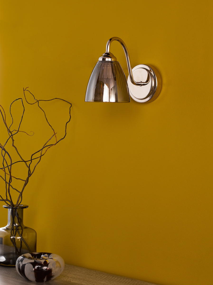 Dar Glynis Wall Light Polished Nickel and Smoke