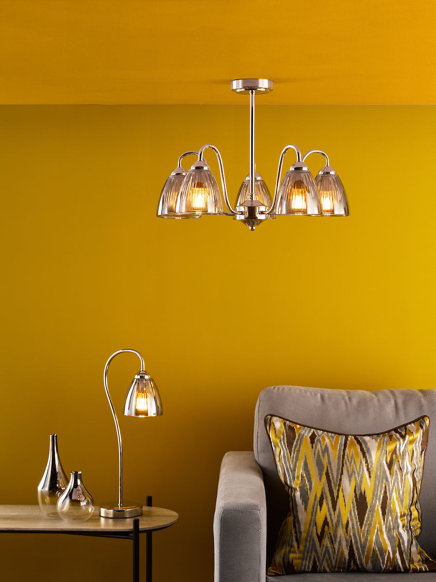 Dar Glynis Table Lamp Polished Nickel and Smoke