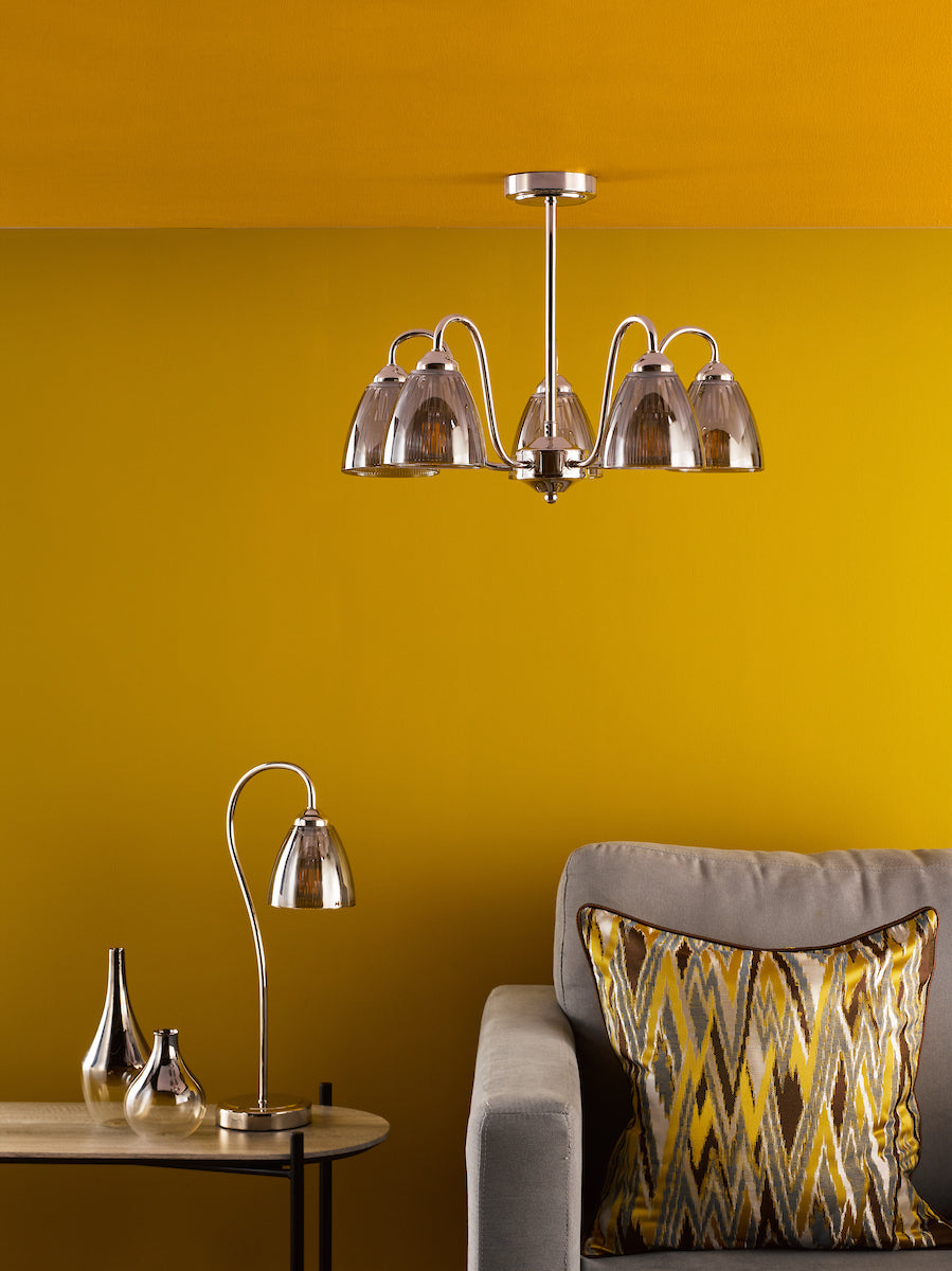 Dar Glynis Table Lamp Polished Nickel and Smoke