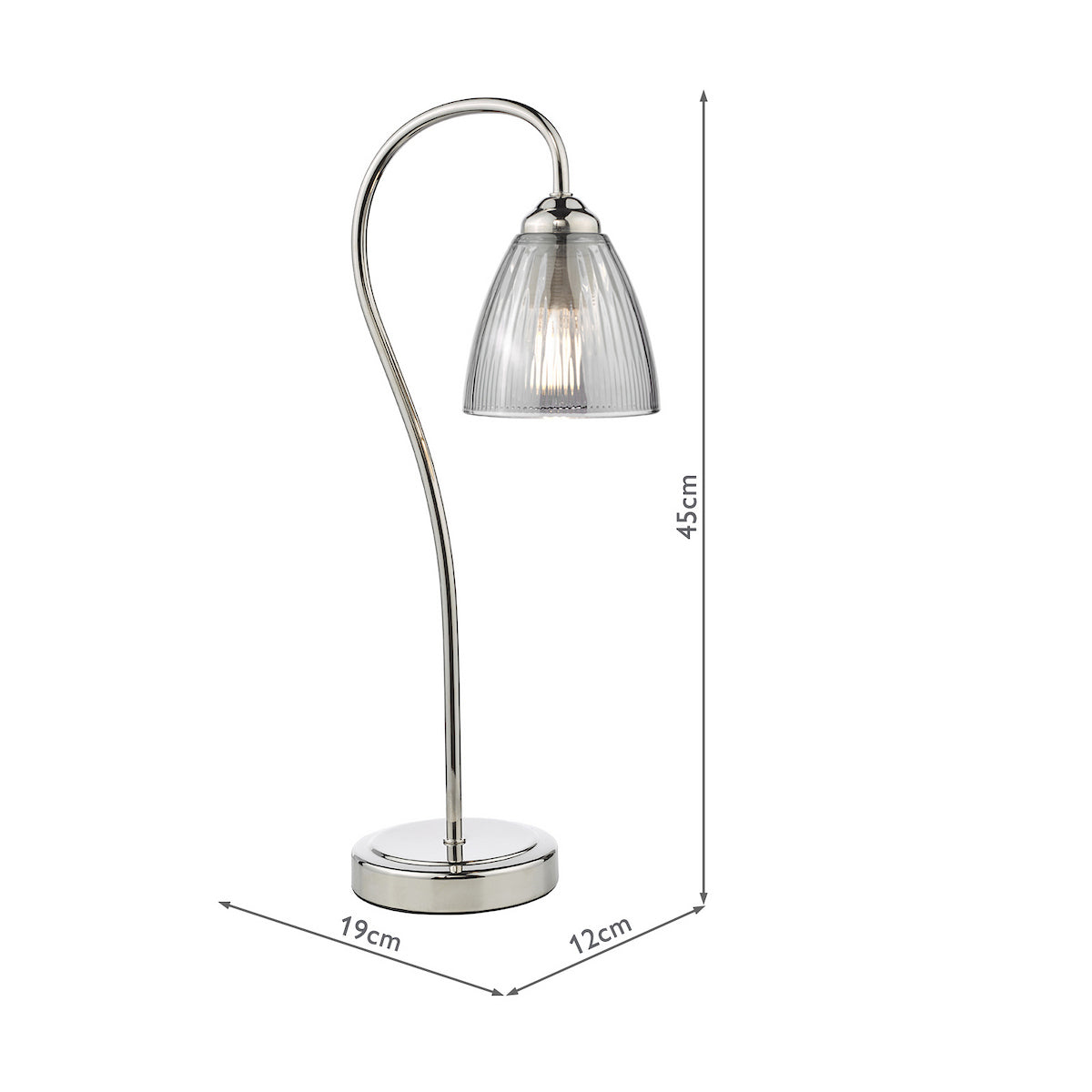Dar Glynis Table Lamp Polished Nickel and Smoke