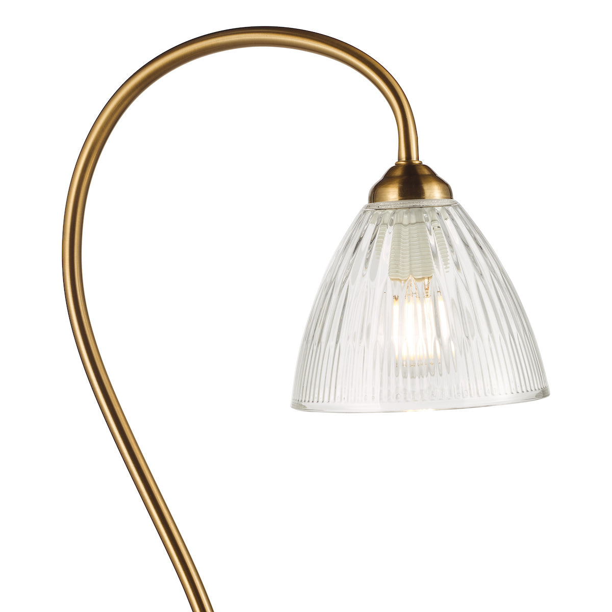 Dar Glynis Floor Lamp Antique Bronze and Ribbed Glass