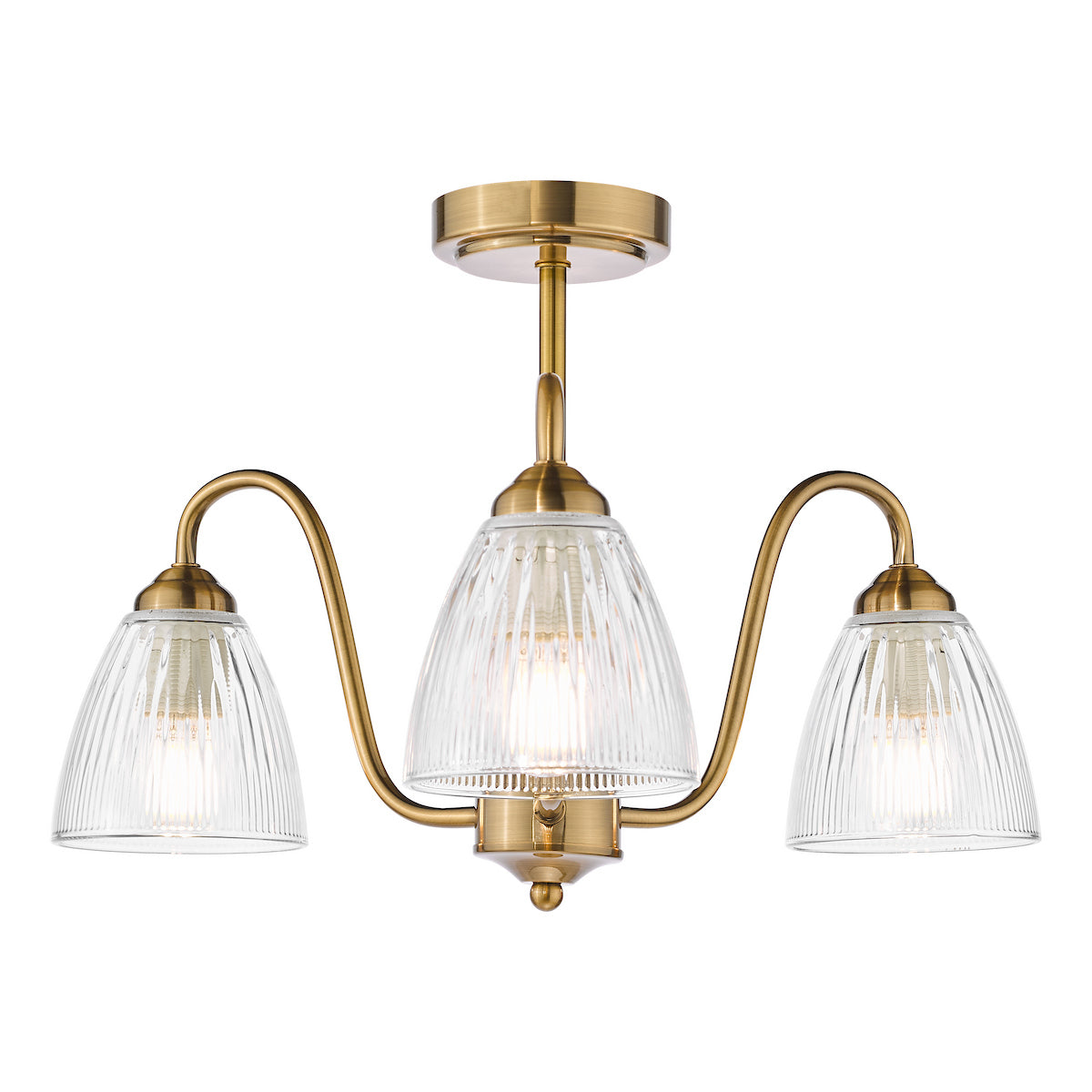 Dar Glynis 3 Light Semi-Flush Antique Bronze