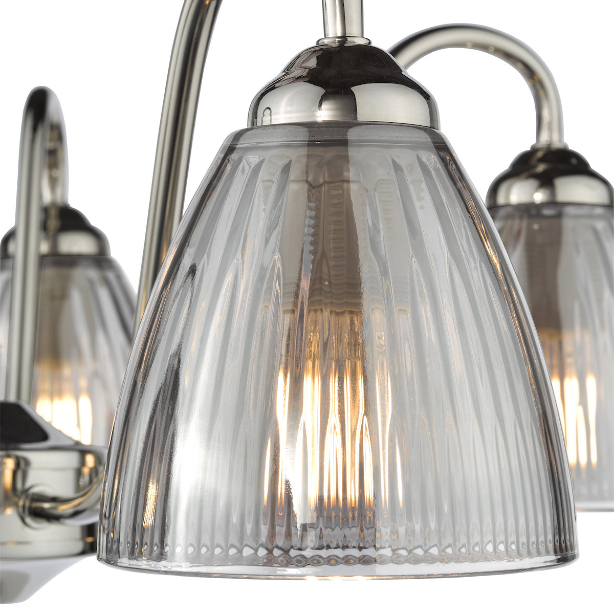 Dar Glynis 5 Light Semi-Flush Polished Nickel and Smoke