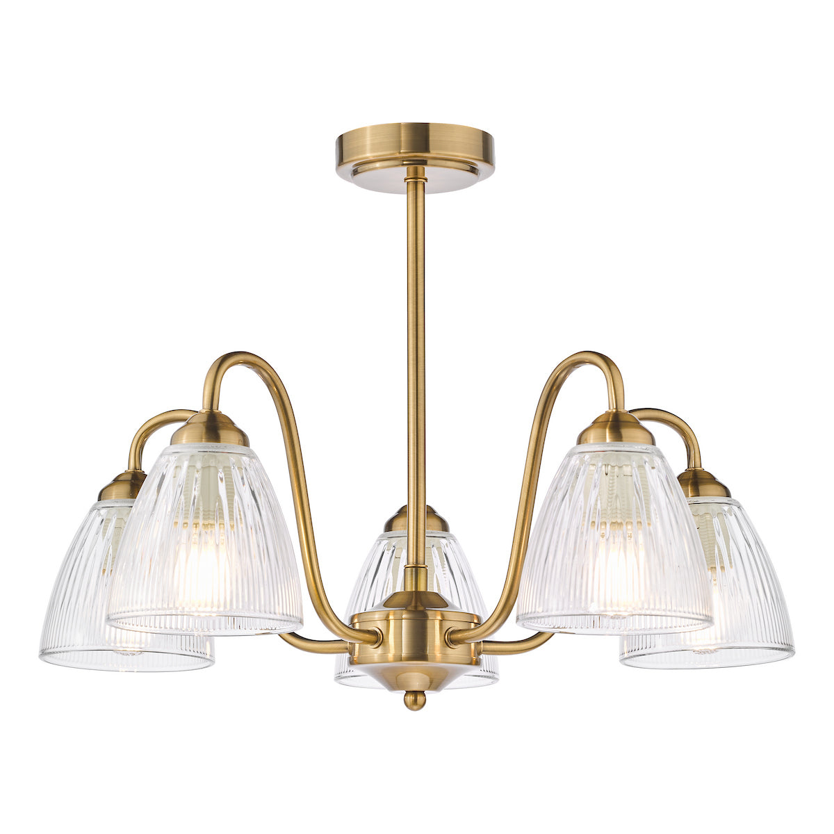 Dar Glynis 5 Light Semi-Flush Brushed Bronze