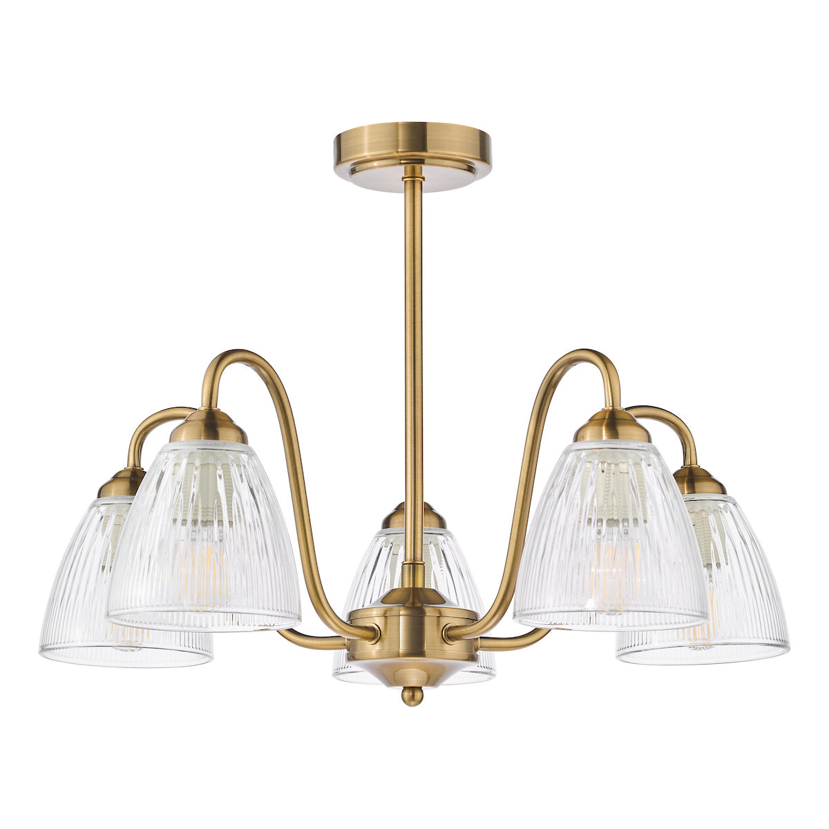 Dar Glynis 5 Light Semi-Flush Brushed Bronze
