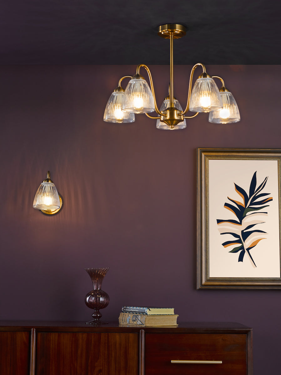 Dar Glynis 5 Light Semi-Flush Brushed Bronze