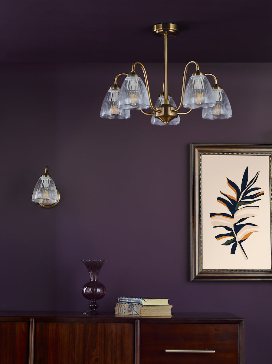 Dar Glynis 5 Light Semi-Flush Brushed Bronze