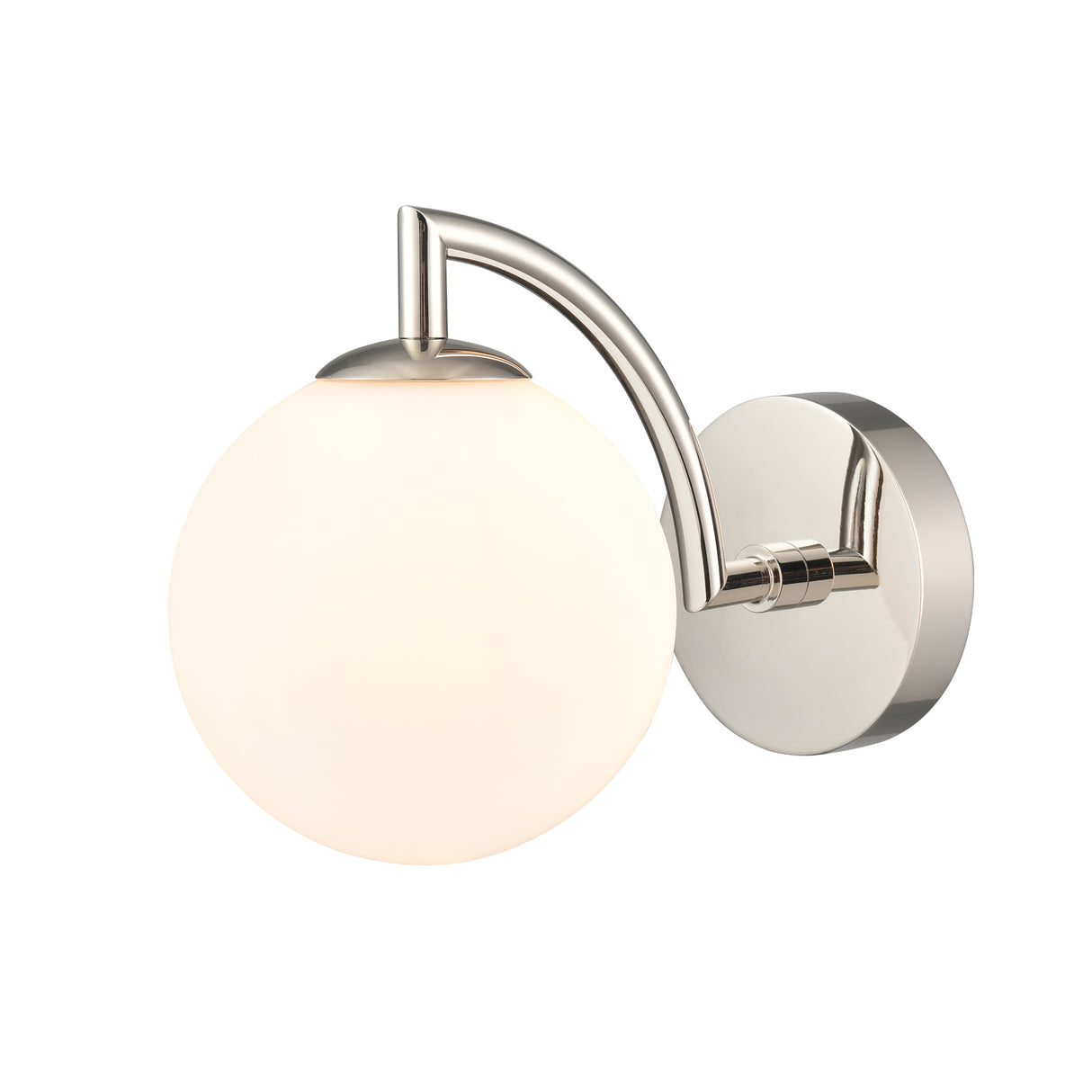 Franklite Globe Bathroom Wall Light polished nickel with matt opal glass