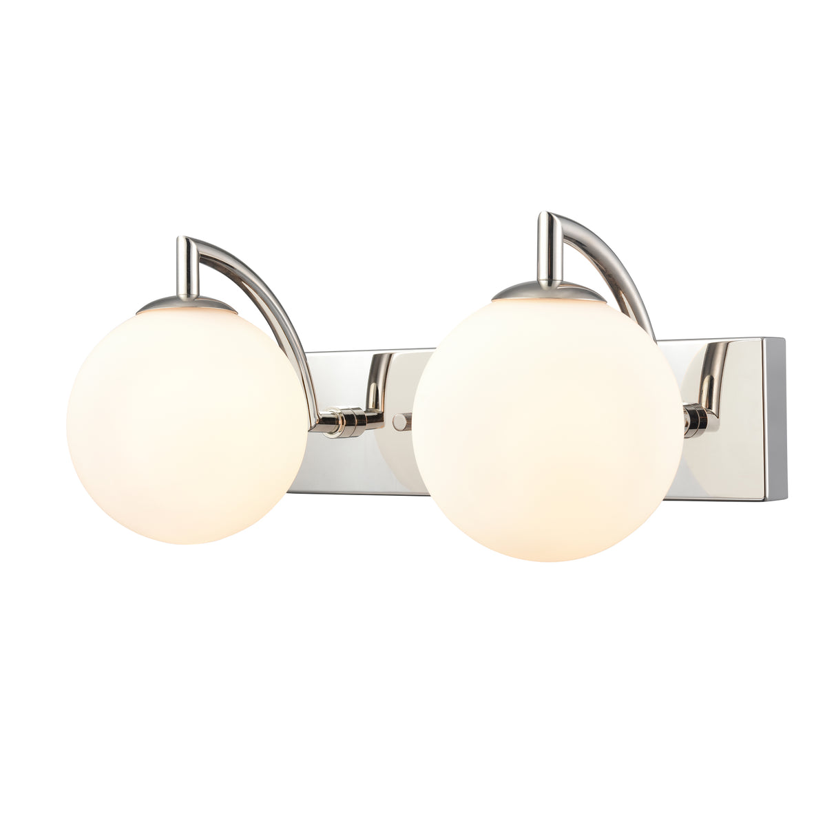 Franklite Globe Bathroom Double Wall Light polished nickel with matt opal glass