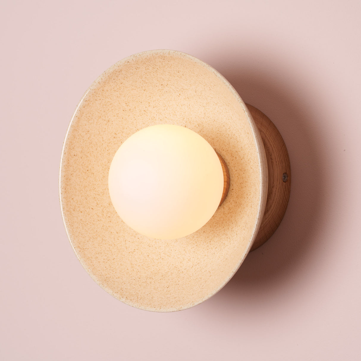 Studio Haran Small Dawn Wall Light in Ceramic and Oak