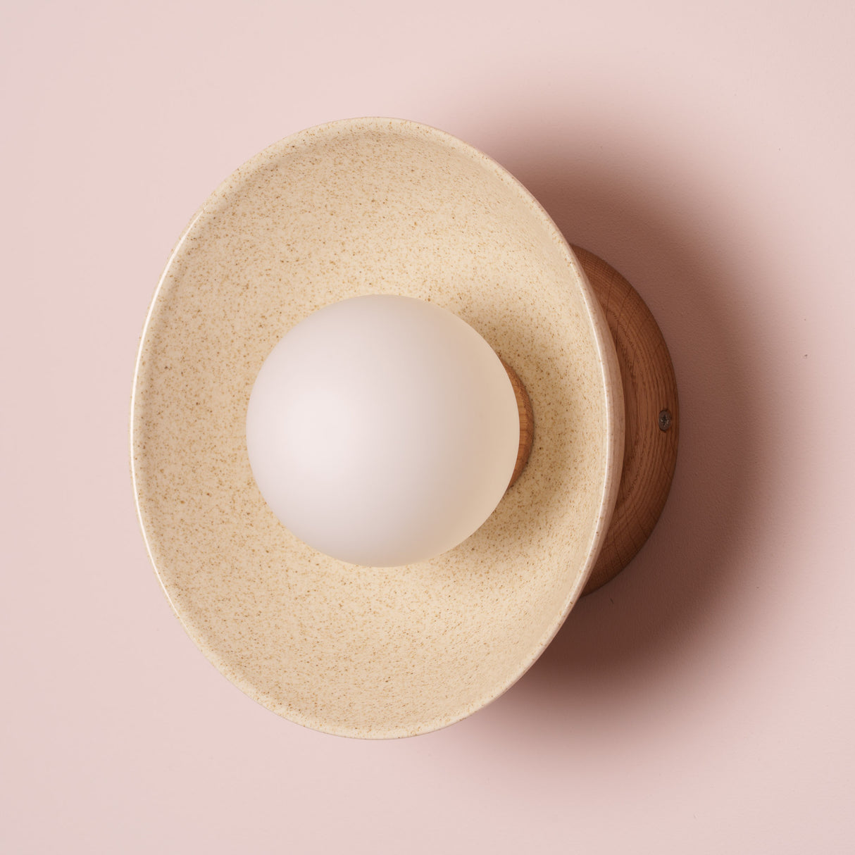 Studio Haran Small Dawn Wall Light in Ceramic and Oak