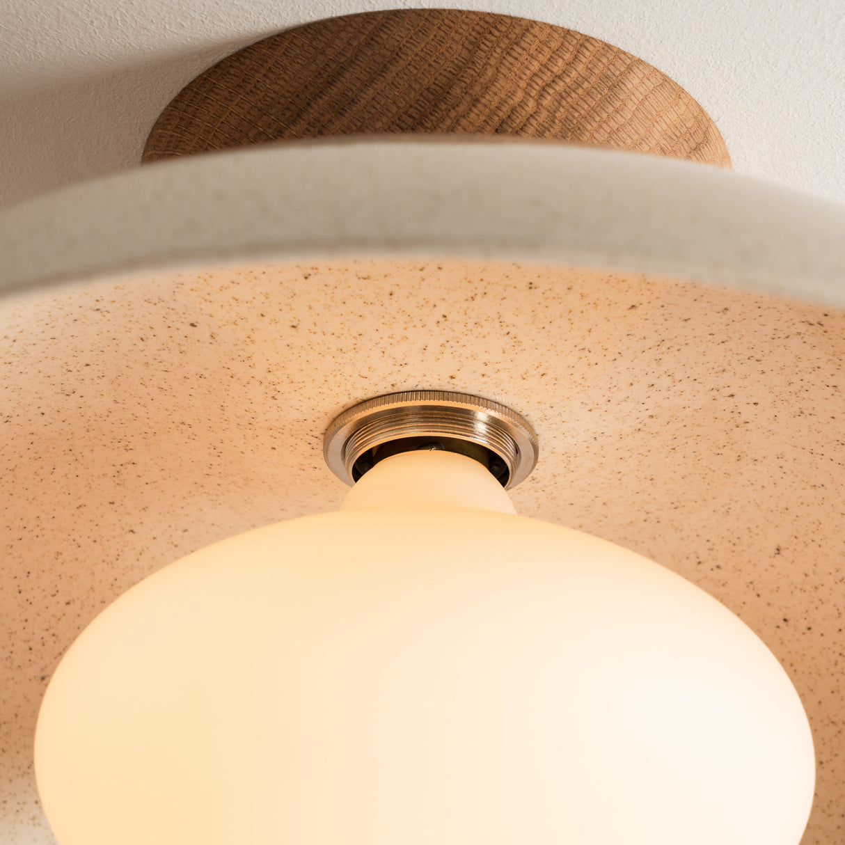 Studio Haran Dawn Flush Ceiling Light in Ceramic and Oak