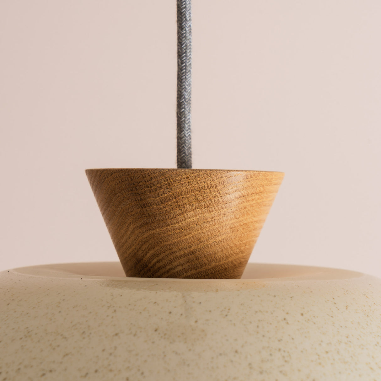 Studio Haran Dawn Pendant Light in Ceramic and Oak