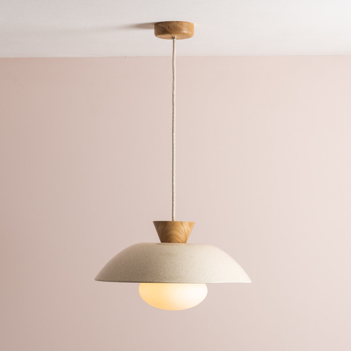 Studio Haran Dawn Pendant Light in Ceramic and Oak