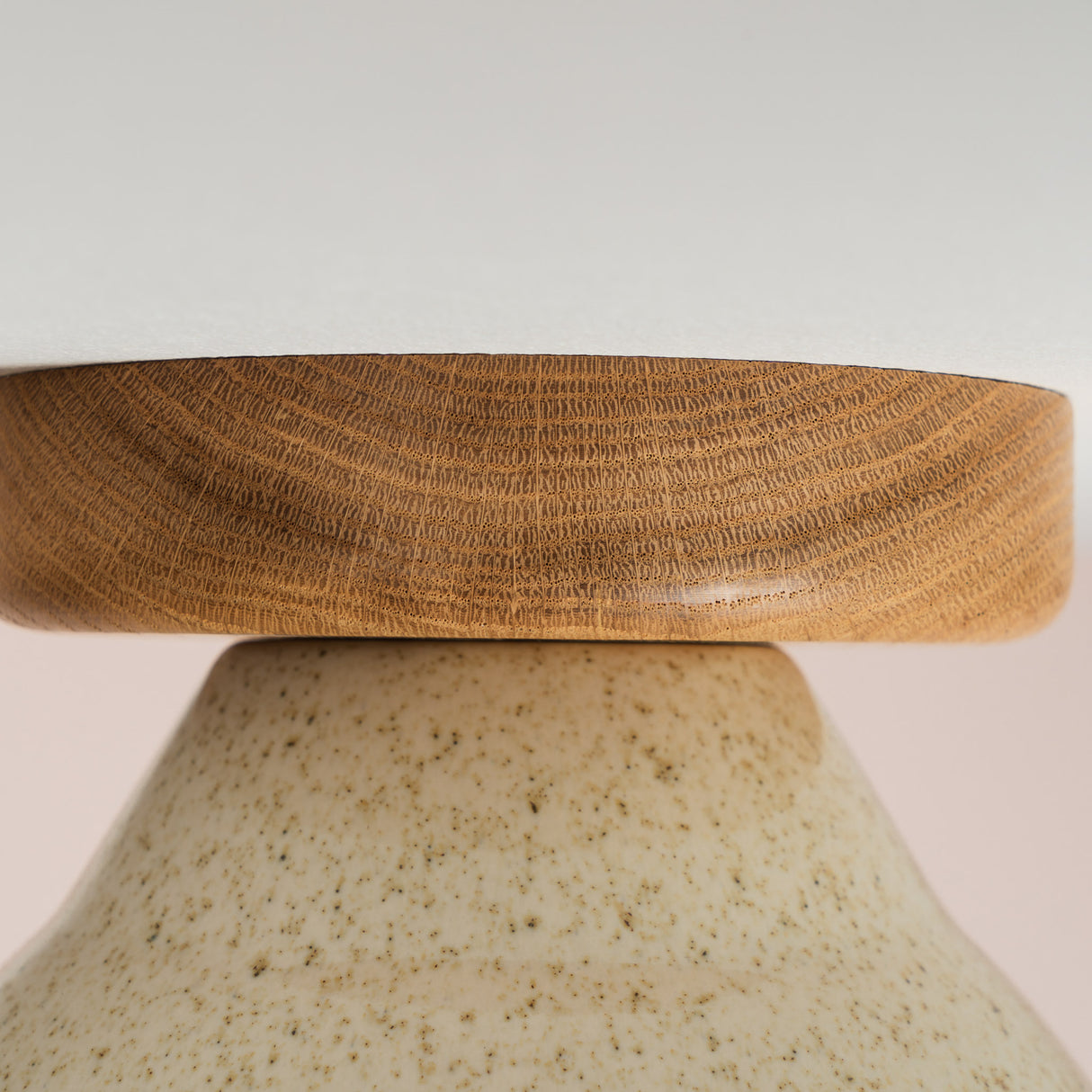 Studio Haran Element Flush Ceiling Light in Ceramic and Oak