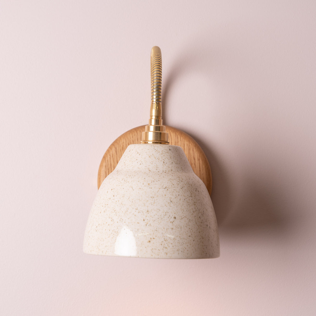 Studio Haran Flex Wall Light in Brass/Nickel, Ceramic and Oak