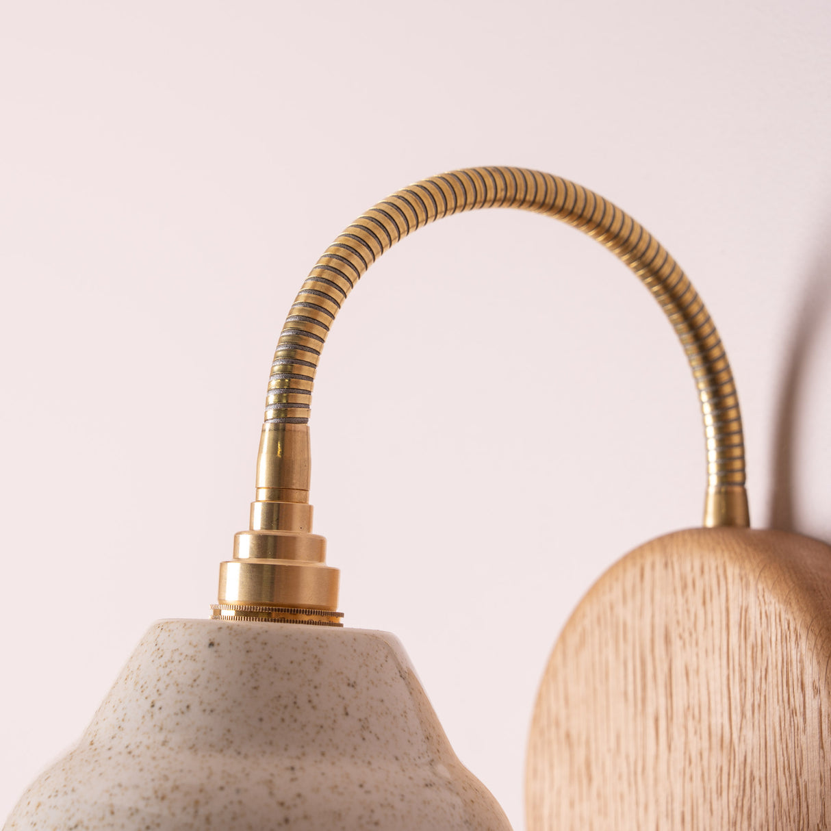 Studio Haran Flex Wall Light in Brass/Nickel, Ceramic and Oak