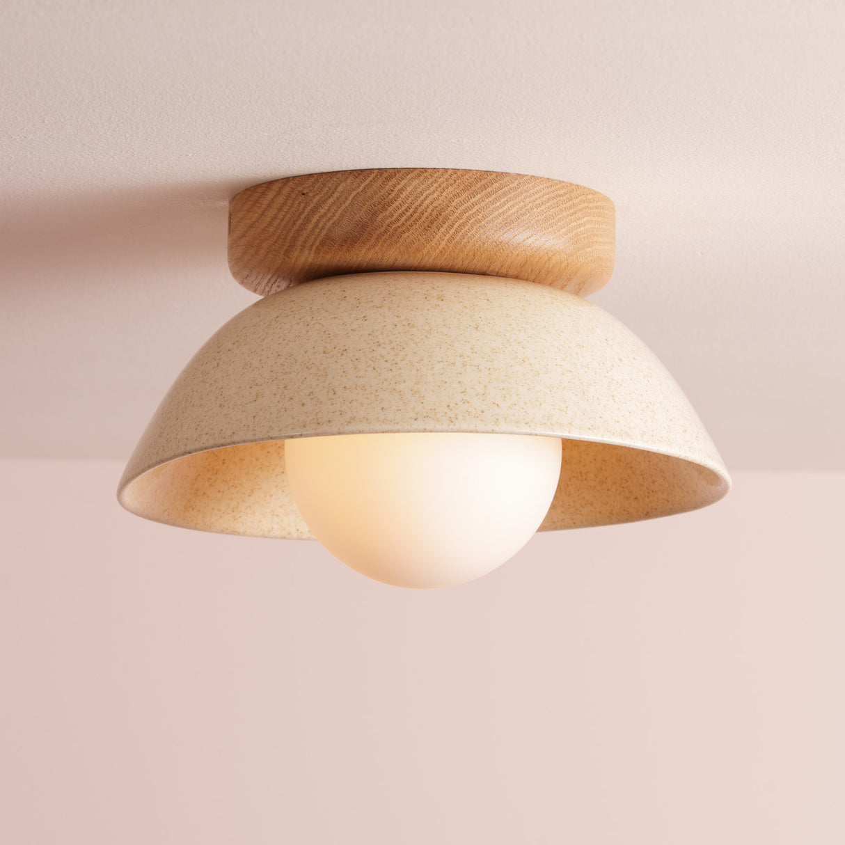Studio Haran Small Dawn Ceiling Light in Ceramic and Oak