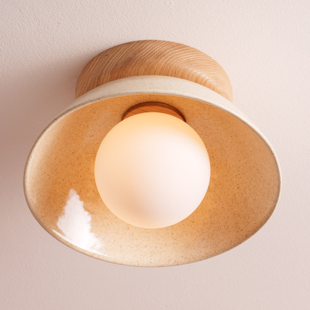 Studio Haran Small Dawn Ceiling Light in Ceramic and Oak