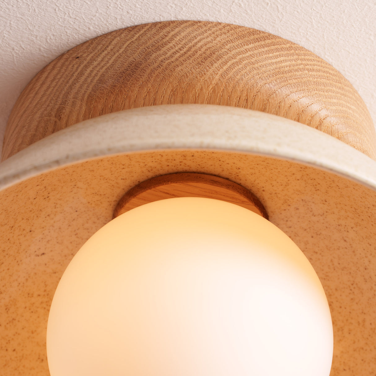 Studio Haran Small Dawn Ceiling Light in Ceramic and Oak
