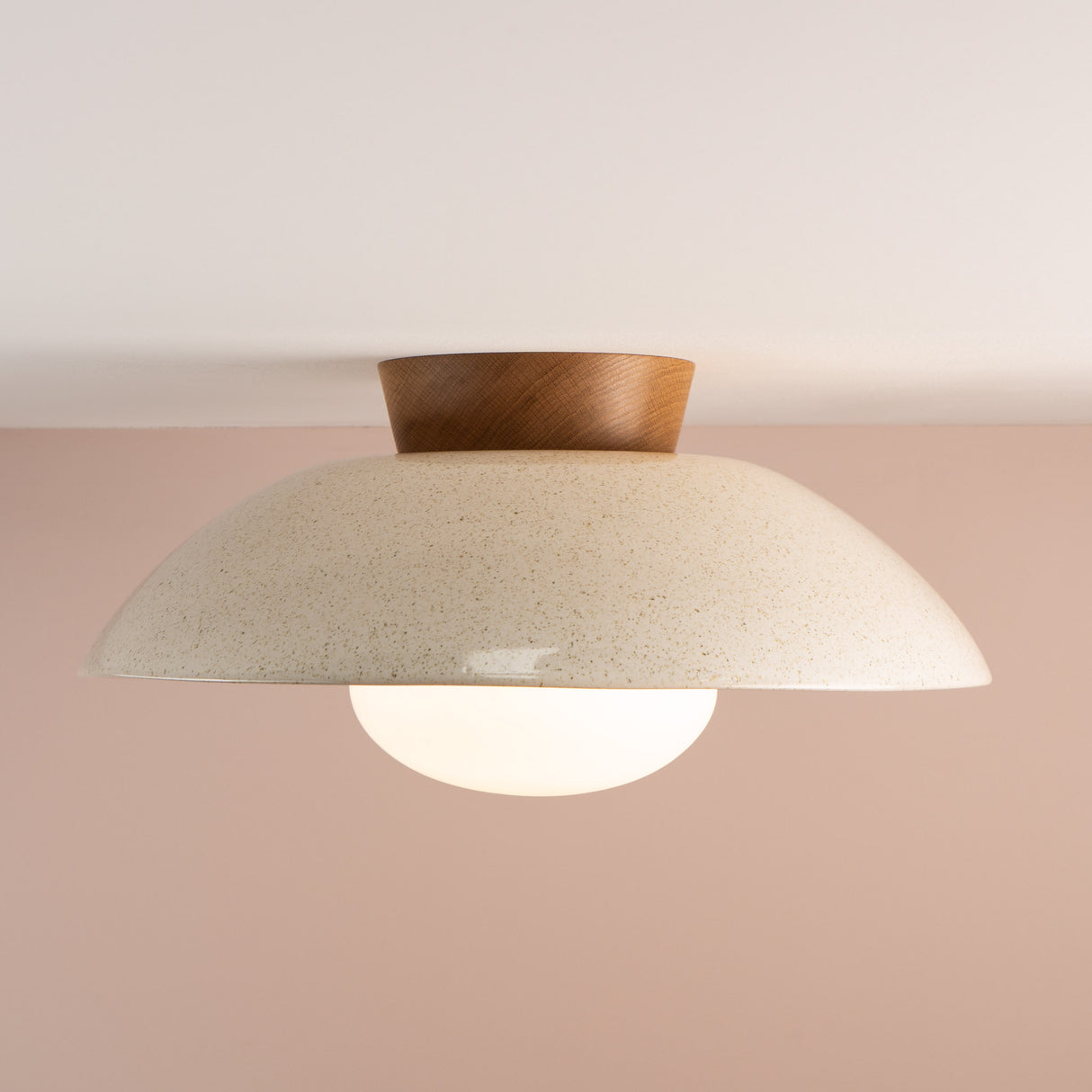 Studio Haran XL Dawn Flush Mount Ceiling Light in Ceramic and Oak