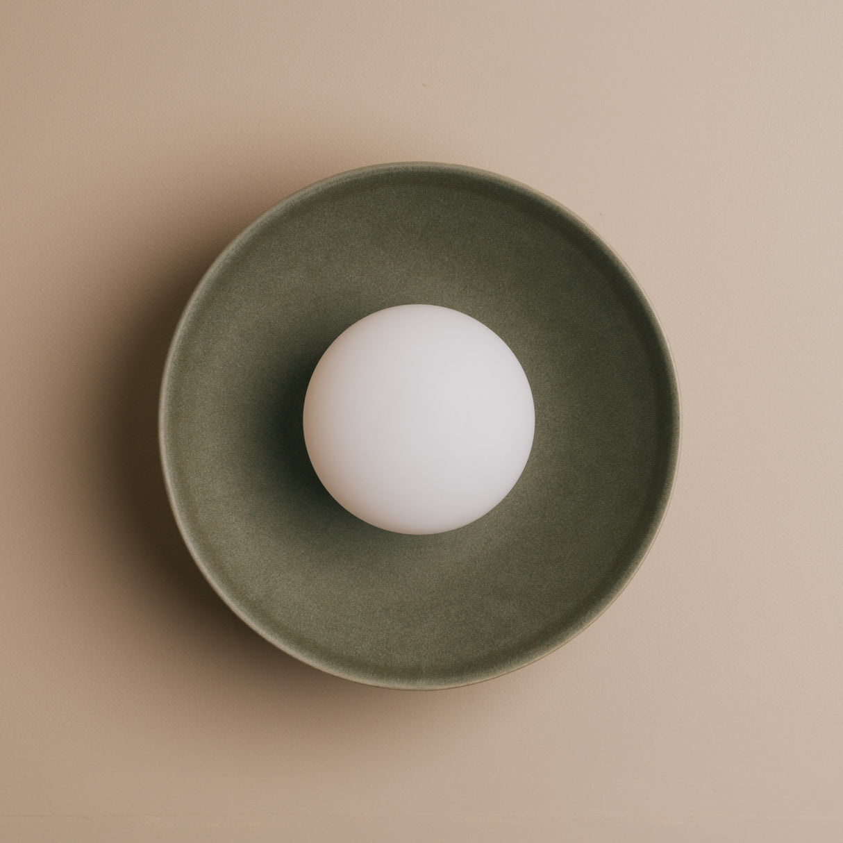 Studio Haran Dawn Flush Wall Light in Ceramic and Oak