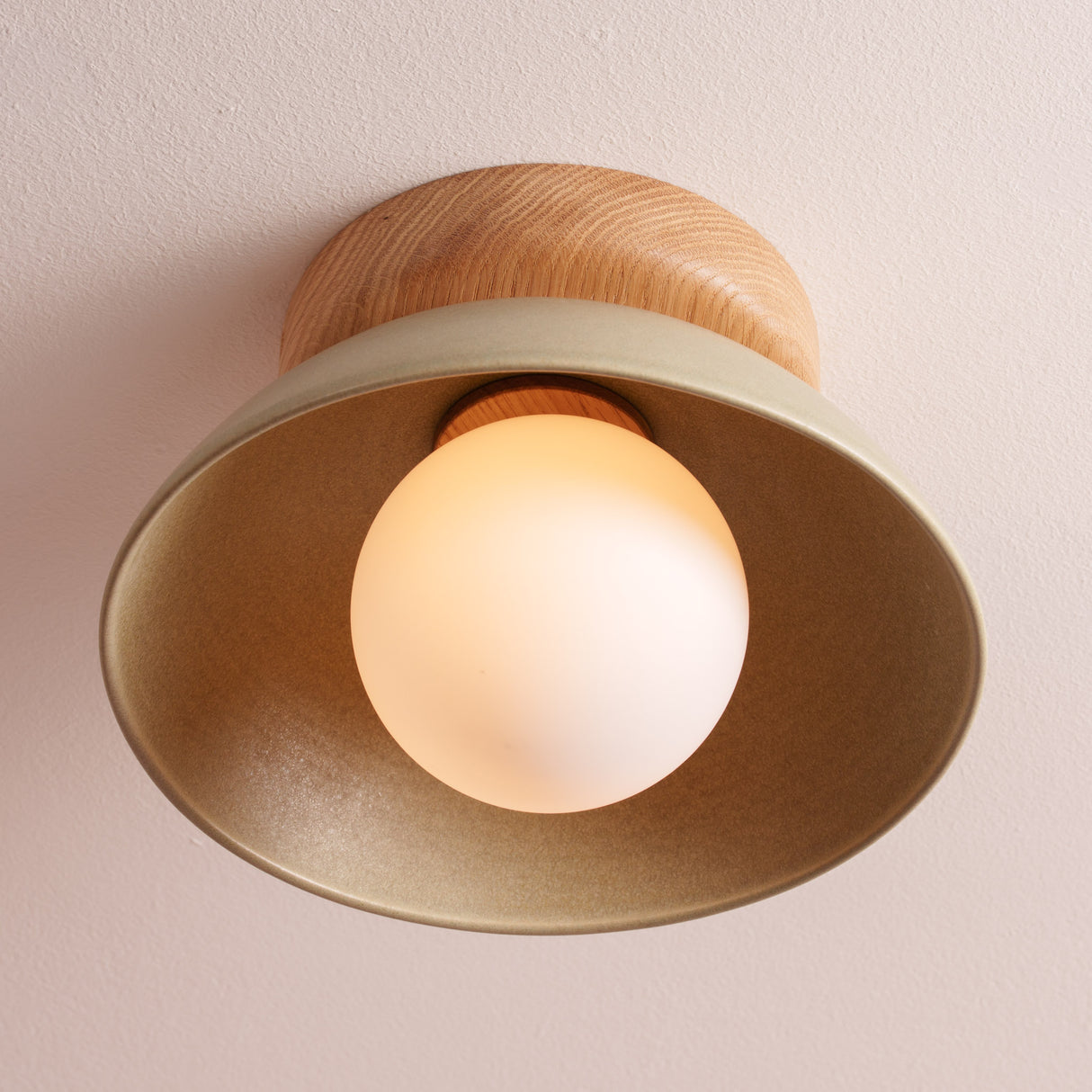 Studio Haran Small Dawn Ceiling Light in Ceramic and Oak