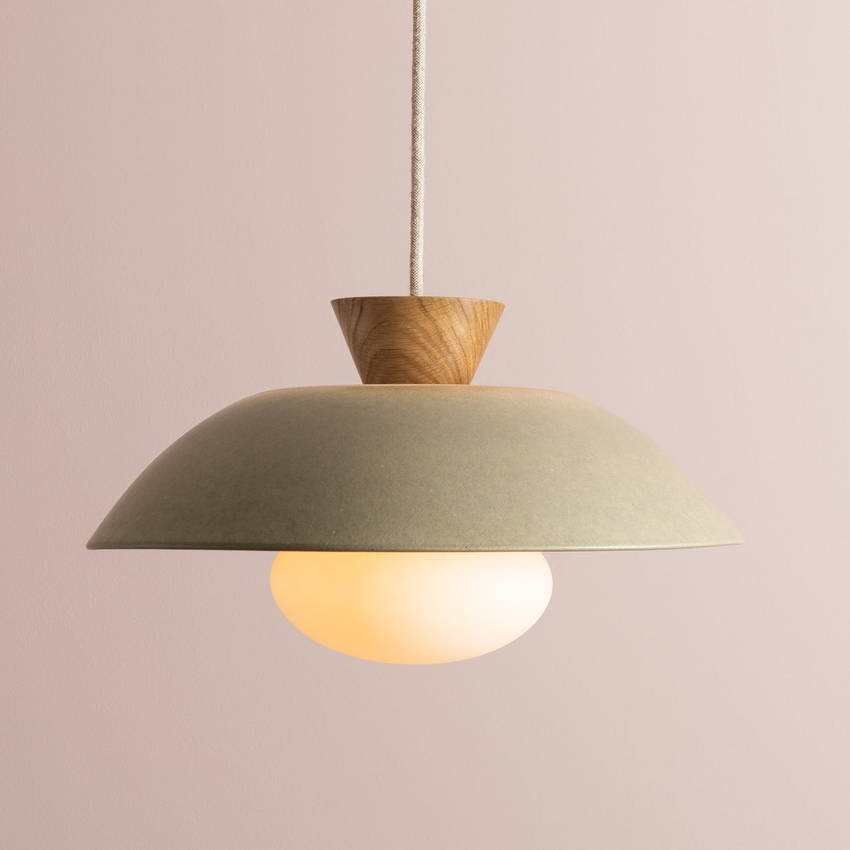 Studio Haran Dawn Pendant Light in Ceramic and Oak