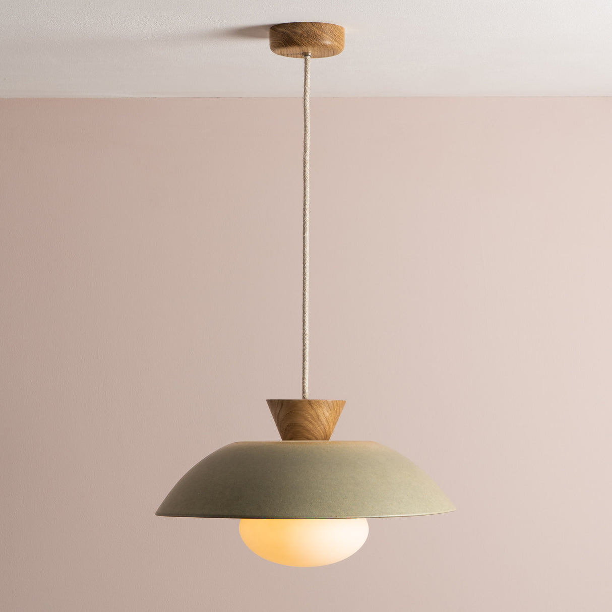 Studio Haran Dawn Pendant Light in Ceramic and Oak