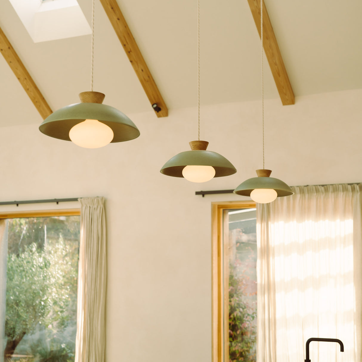 Studio Haran Dawn Pendant Light in Ceramic and Oak
