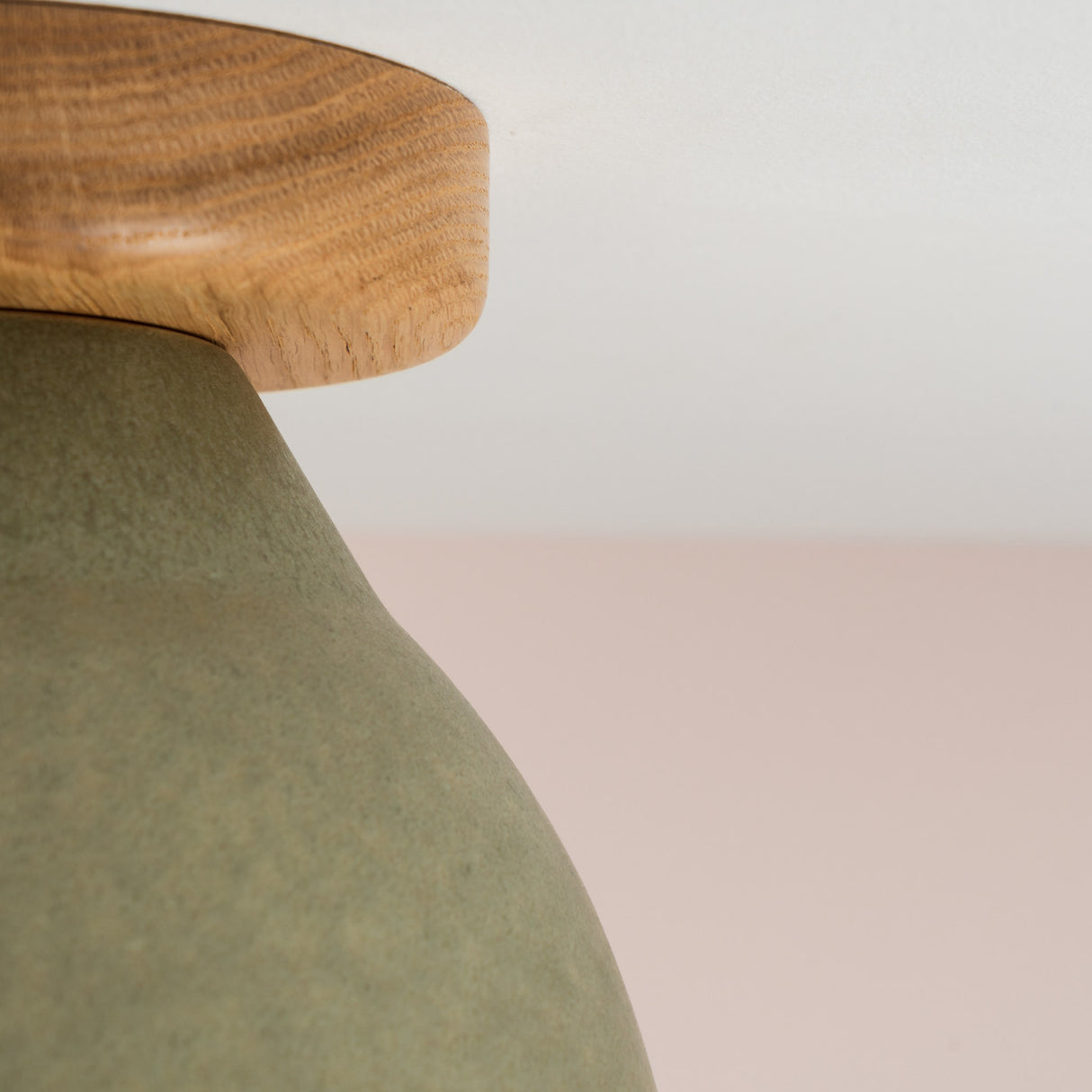 Studio Haran Element Flush Ceiling Light in Ceramic and Oak