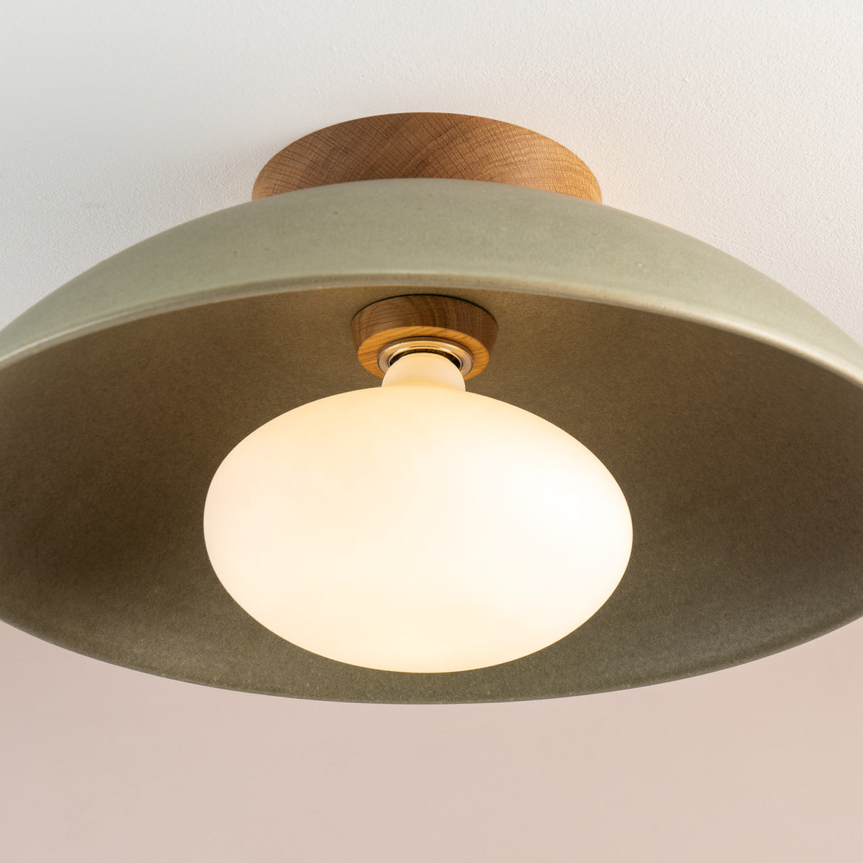 Studio Haran XL Dawn Flush Mount Ceiling Light in Ceramic and Oak