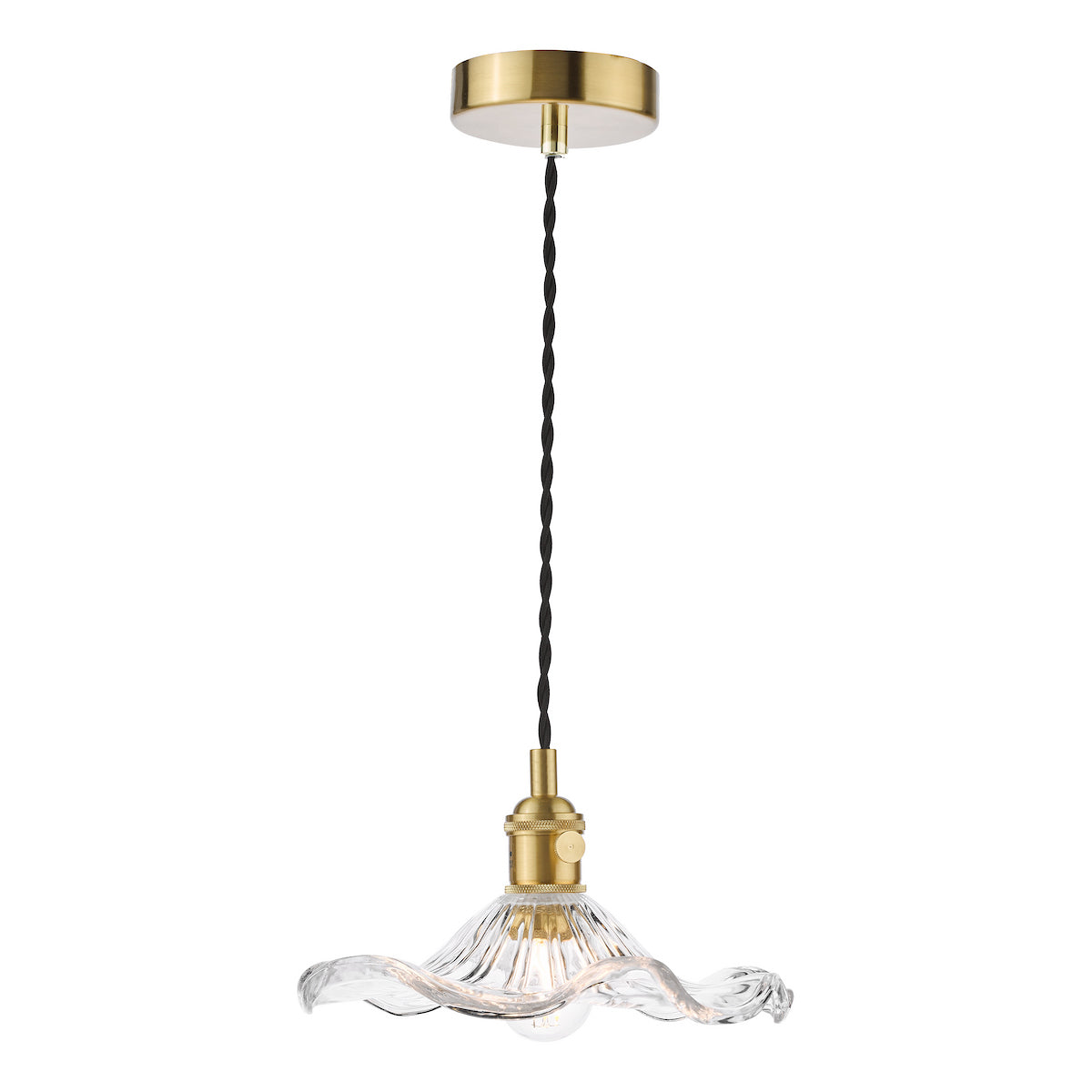 Dar Hadano Pendant Natural Brass and Wavy Glass