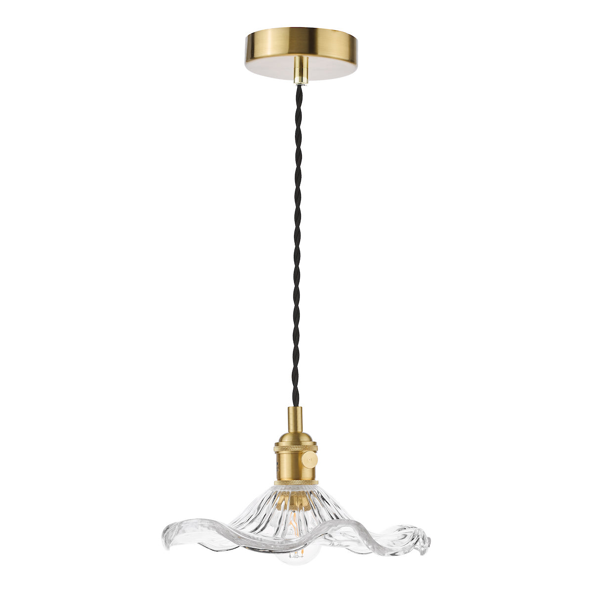 Dar Hadano Pendant Natural Brass and Wavy Glass