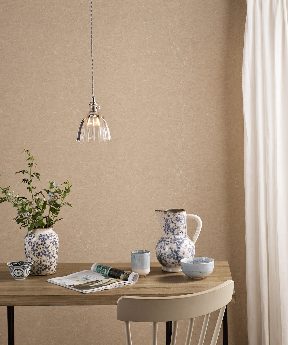 Dar Hadano Pendant Antique Chrome and Scalloped Bell Glass