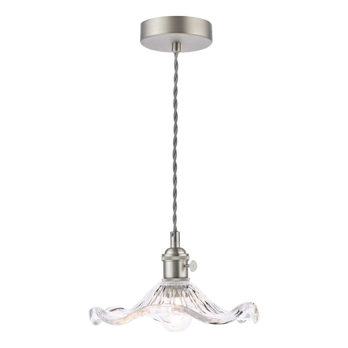 Dar Hadano Pendant Antique Chrome and Wavy Glass