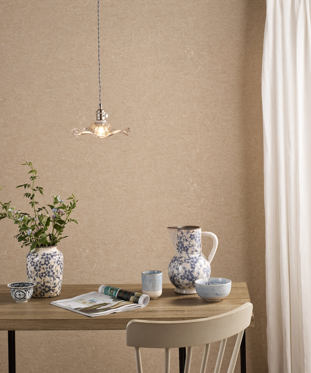 Dar Hadano Pendant Antique Chrome and Wavy Glass