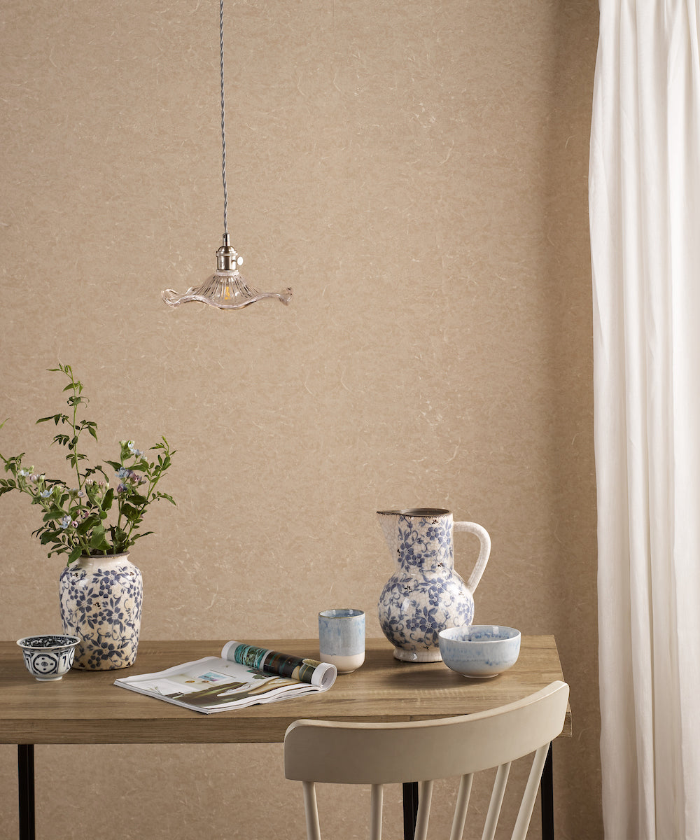 Dar Hadano Pendant Antique Chrome and Wavy Glass