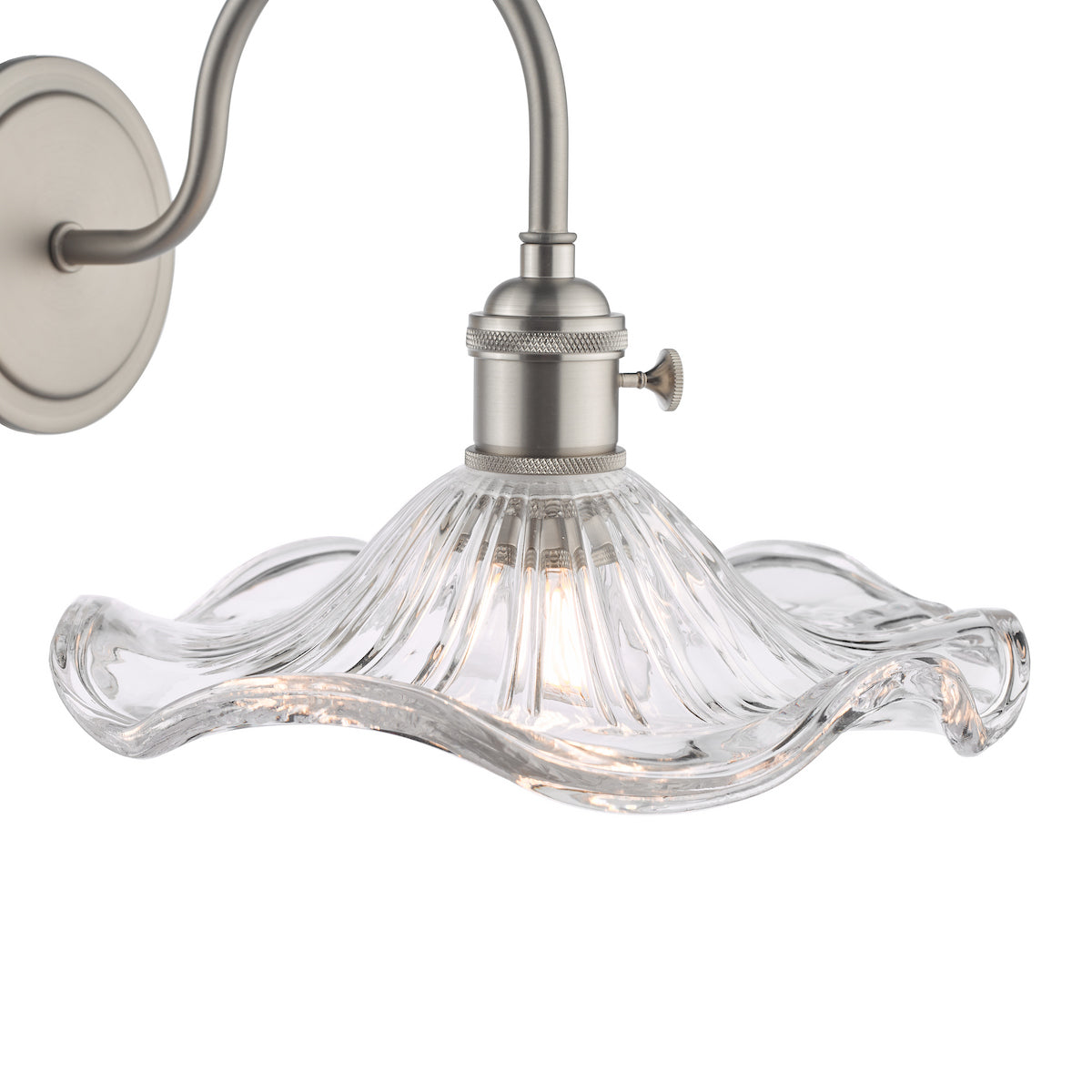 Dar Hadano Wall Light Antique Chrome and Wavy Glass