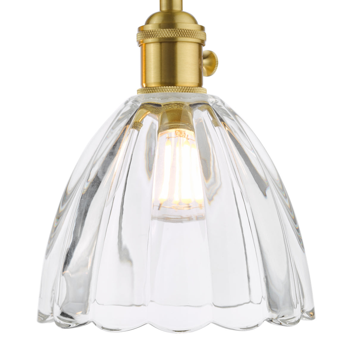 Dar Hadano 3 Light Bar Pendant Natural Brass and Scalloped Bell Glass