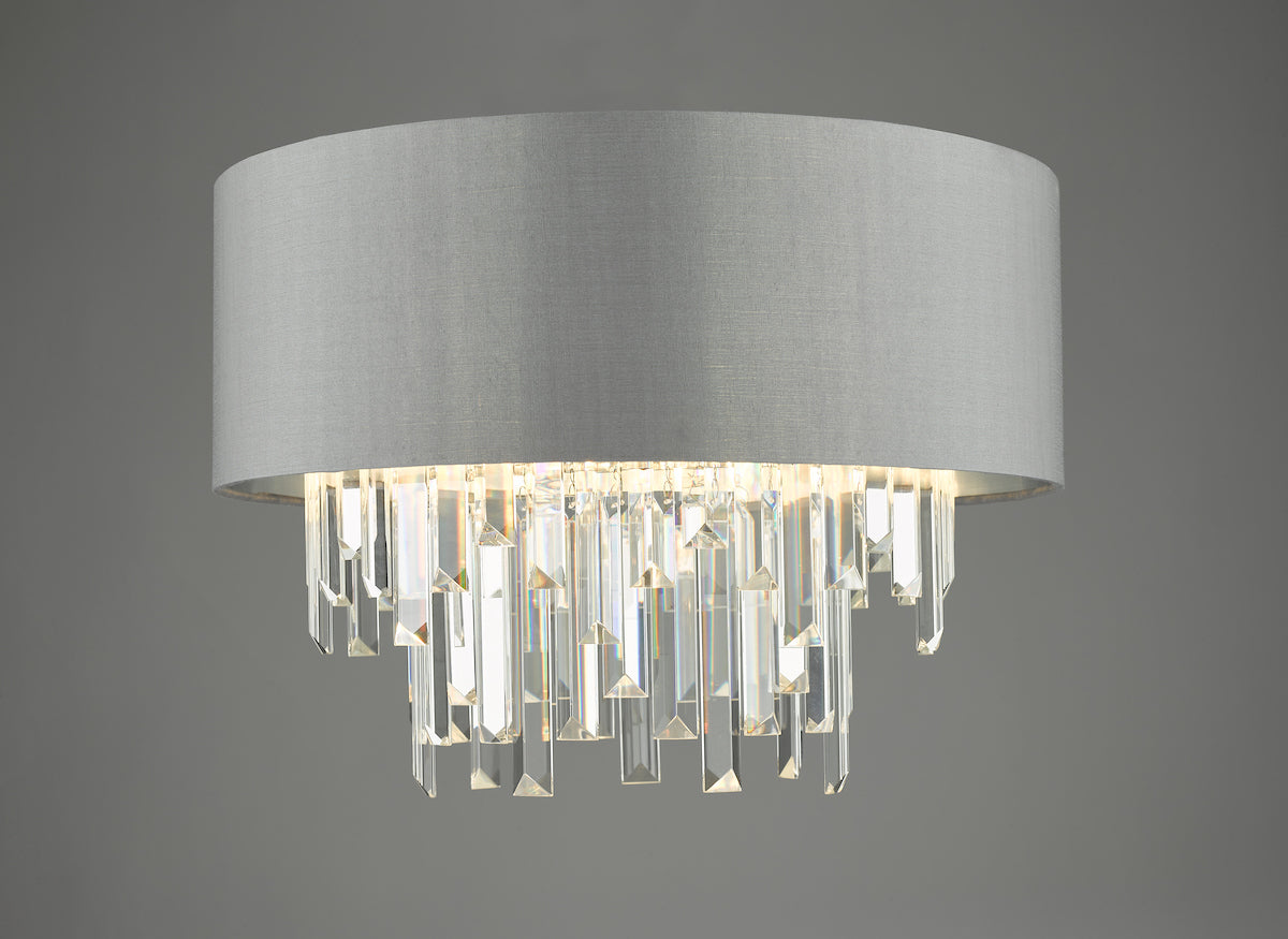 Dar Halle 4 Light Flush Grey Shade Crystal
