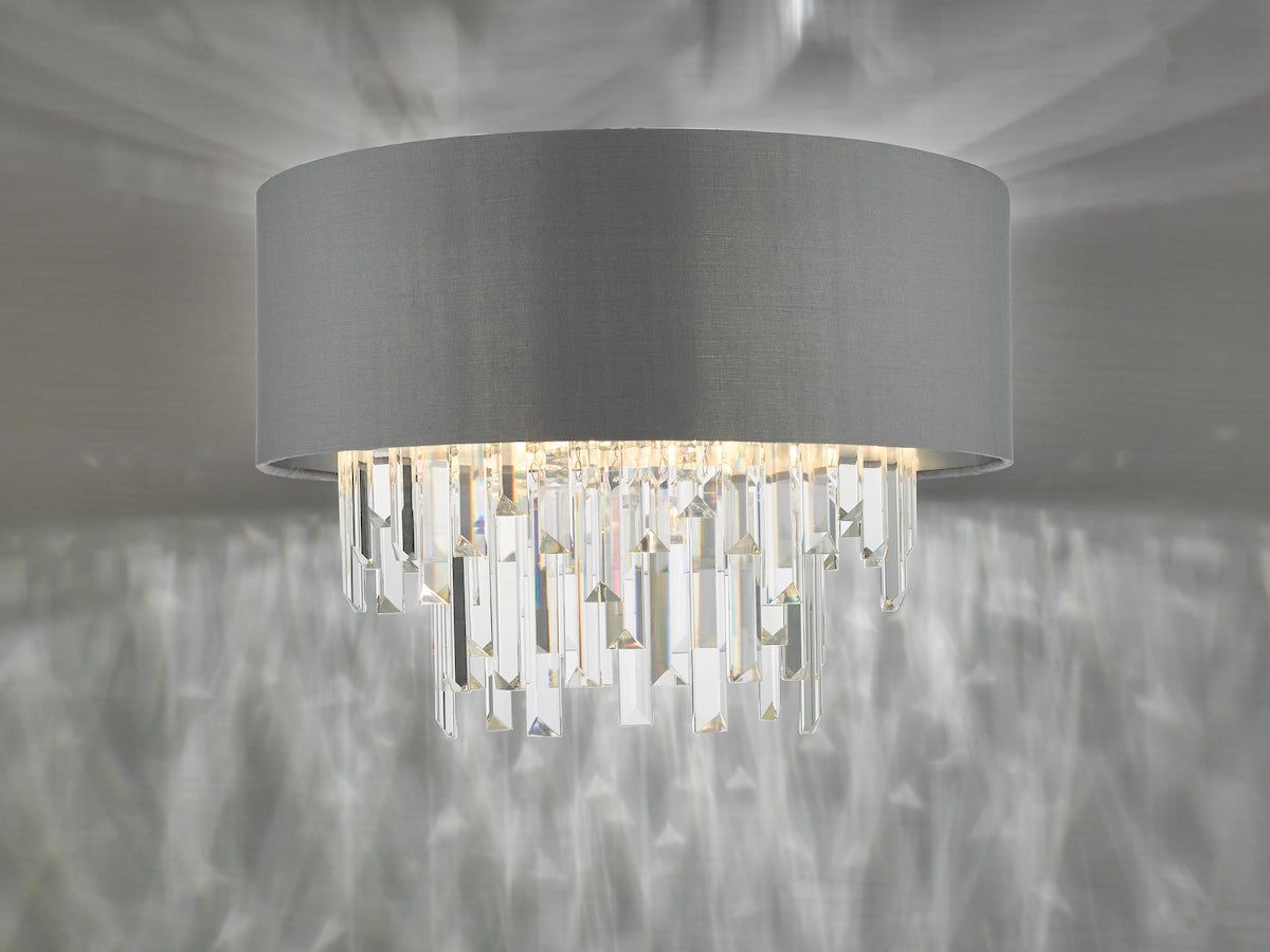 Dar Halle 4 Light Flush Grey Shade Crystal